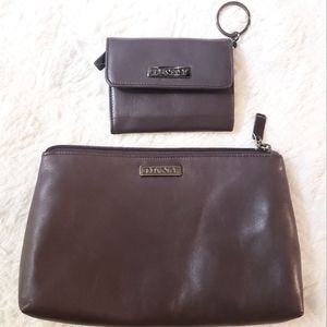 NWOT DKNY vintage leather keywallet and pouch